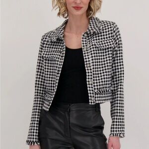 Gabby Isabella Monochrome Checkered Blazer
